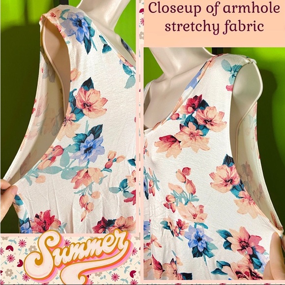 3X NWT NIB FLORAL TUNIC ASYM HEM SPRING SUMMER BEIGE PLUS SIZE FASHION - Picture 6 of 13